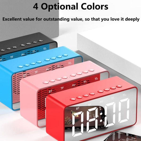 AEC BT506 Speaker With Wirror, LED Clock Display, Dual Alarm Clock,Snooze, HD hands-free Calling, HiFi Stereo.