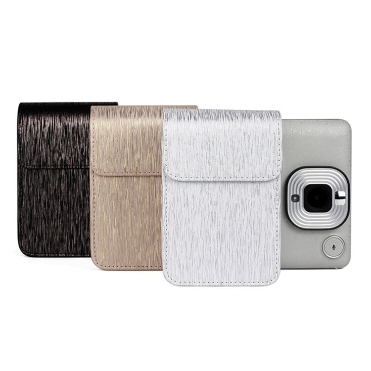 Richwell Brushed Camera Case PU Leather Case for Fujifilm Instax Mini Liplay Instant Camera, Black, White, Gold
