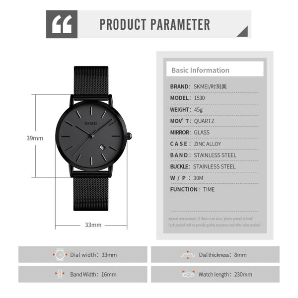 SKMEI 1530 Fashion Europe And America Simple Business Women Wristwatch Elegant Thin Female Student Quartz Watch