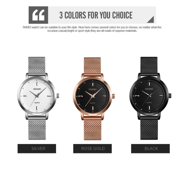 SKMEI 1528 Simple Fashion Lady Watch Casual Netting Scale