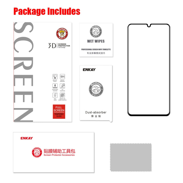 For XIAOMI MI CC9 Pro / MI Note 10 Global ENKAY Hat-Prince 0.26mm 9H 3D Explosion-proof Full Screen Curved Heat Bending Tempered Glass Film
