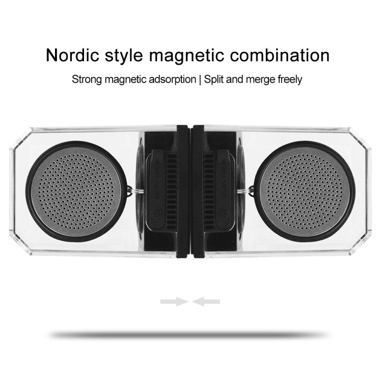 BT628 10W Portable TWS Transparent Bluetooth Speakers With Magnetic Connectable Base Outdoor Stereo Bass Subwoofer