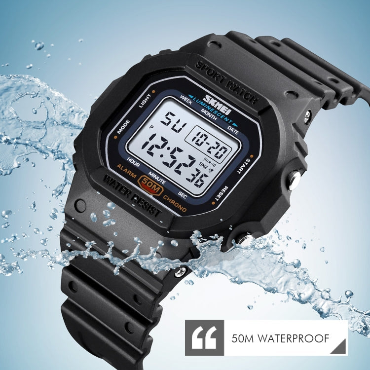 Skmei 1608 Multi-Function Student Electronic Watch Waterproof Timing Silicone Sports Watch