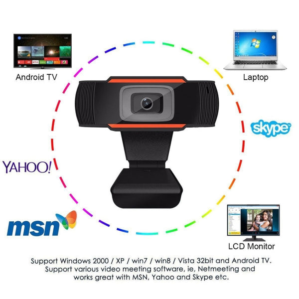 HXSJ A870 Webcam HD 480P PC Camera with Absorption Microphone MIC for Skype for Android TV   Rotatable Computer Camera USB Web Cam, 480P