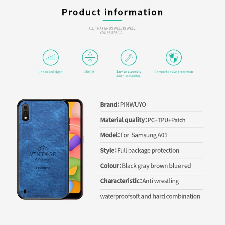 PINWUYO Zun Series PC + TPU + Skin Waterproof And Anti-fall All-inclusive Protective Shell, For Galaxy A01, For Galaxy A21, For Galaxy A41, For Galaxy A81