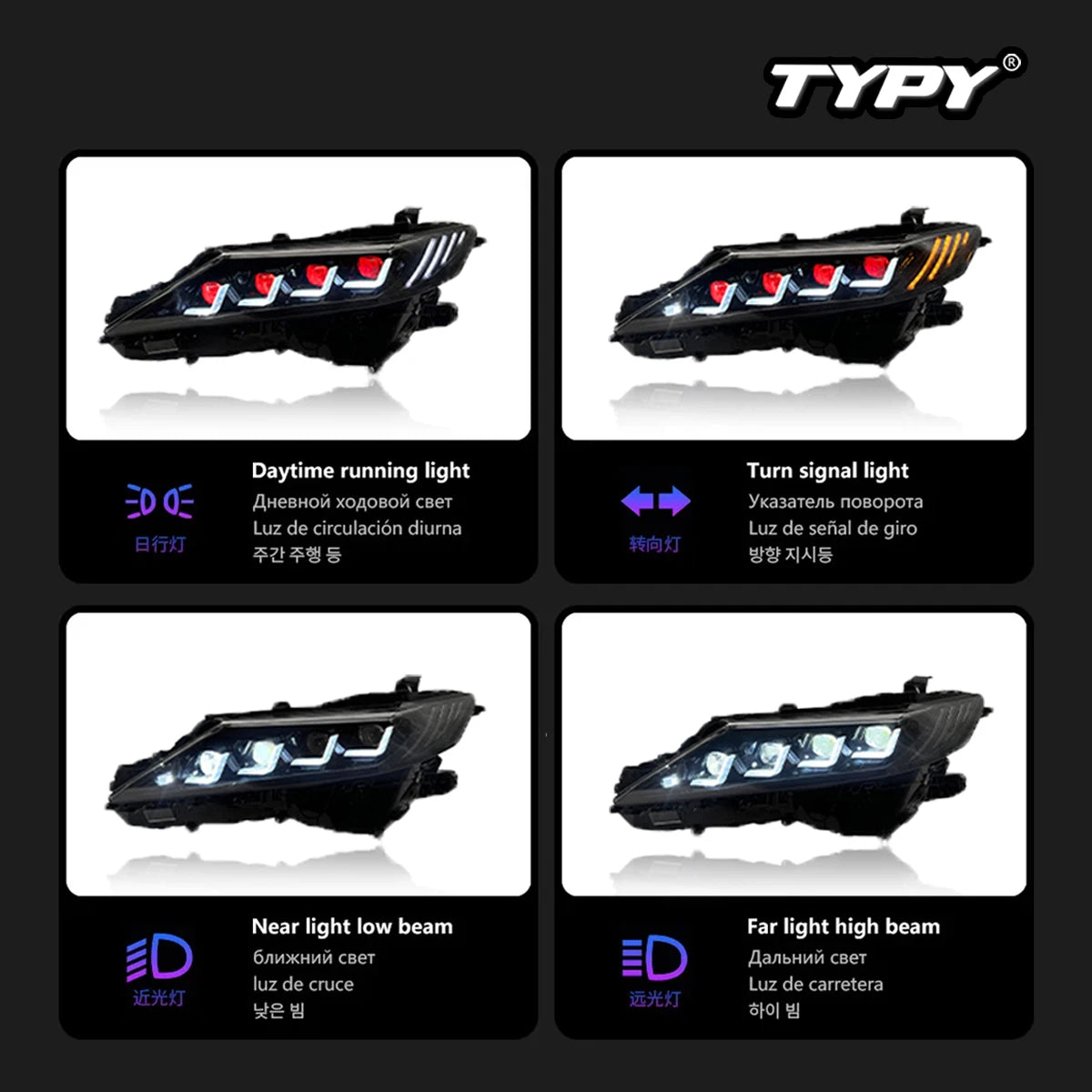 TYPY Car Lights For Toyota Camry RGB 2018-2024 Headlight LED Projetor head Lamp Daytime Running Light Automotive Accessories