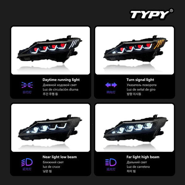 TYPY Car Lights For Toyota Camry RGB 2018-2024 Headlight LED Projetor head Lamp Daytime Running Light Automotive Accessories