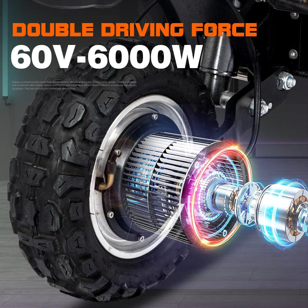 FREEBOY J30max Adult Foldable Escooter 3000W*2 Electric Scooter 60V38AH 11 INCH OFF-ROAD TIRE E-Mountain Scooter