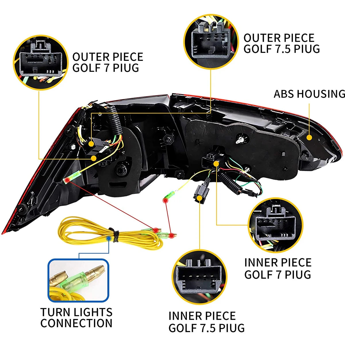 TYPY Car Tail Lamps For VW Golf MK7 Golf7.5 Taillight TSI TDI 2013-2019 LED Projetor Tail Lamp DRL Auto Accessories