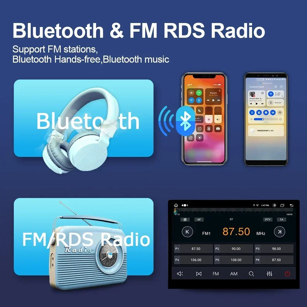 8G 256GB 7" Auto Android 12 Car Radio GPS Player Carplay Navi Bluetooth Wifi For Porsche 911 996 986 Boxster Carrera 1998-2006