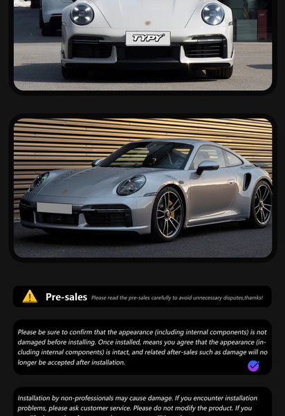 TYPY LED DRL Lightbar Projector Headlights Porsche 991 991.1 991.2 2012-2018 Porsche 911 PDLS Matrix Laser Plug Play LHD / RHD