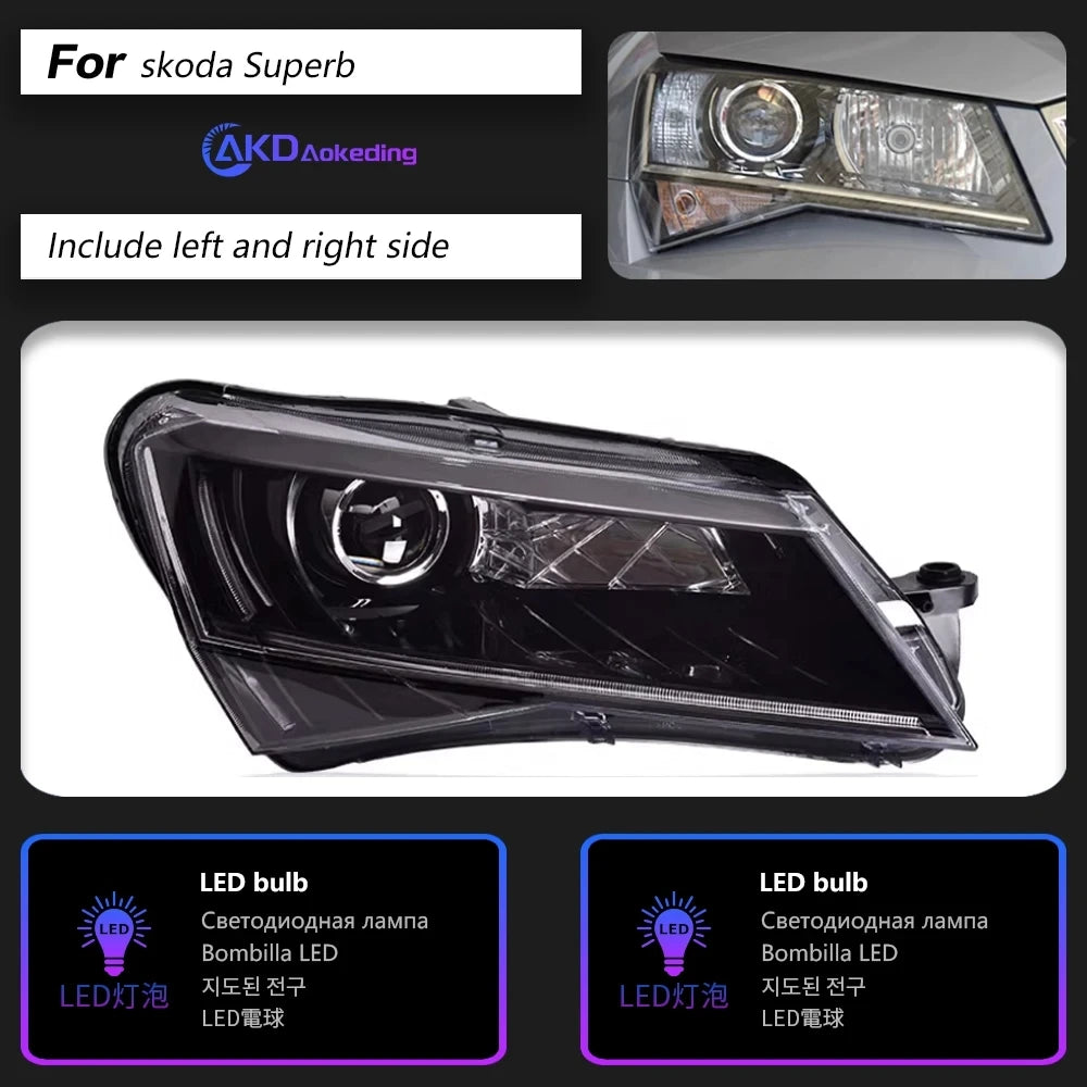 Headlight For Skoda Superb 2016-2018 автомобильные товары 12V H7 LED 2 PCS Light AKD Car Decoration Accessories Superb Head Lamp