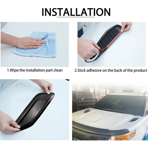 40cm Universal Car Air Flow Decorative Intake Hood Scoop Bonnet Vent Sticker Cover Hood Geared to fit any FLAT Hood Vehicle