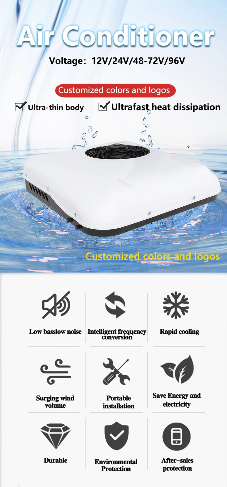 Electric Truck Air Conditioning Systems Parking Air Conditioner 12 Volt 24v Split Parking Cooler For Camper Van Cabin