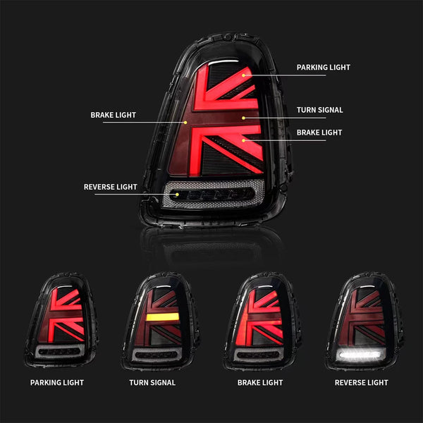 Union Jack Led Tail lights Assembly For BMW Mini Cooper R56 R57 R58 R59 2007-2013 Rear Lamp DRL Fog Taillights Plug and Play