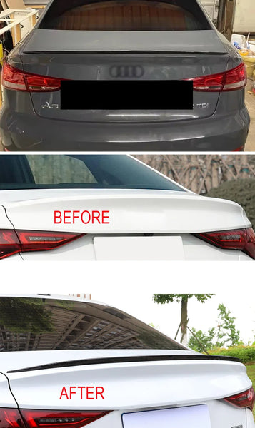 For Audi Accessories A3 8V A4 A6 2013-2020 Sedan Car Rear Trunk Spoiler Boot Wing Glossy Black Soft Rubber 121CM