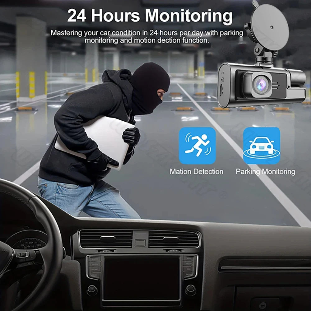3 Lens Car Recorder with Memory Card Car Camera 1080P VCR WIFI Car DVR 2 Lens Front and Rear View Camera Night Vision Car Access