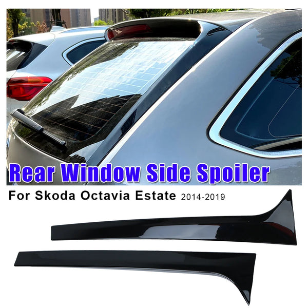 For Skoda Octavia Estate 2014-2019 Auto Replacement Parts Canard Splitter Pair Rear Window Side Spoiler Wing Gloss Black