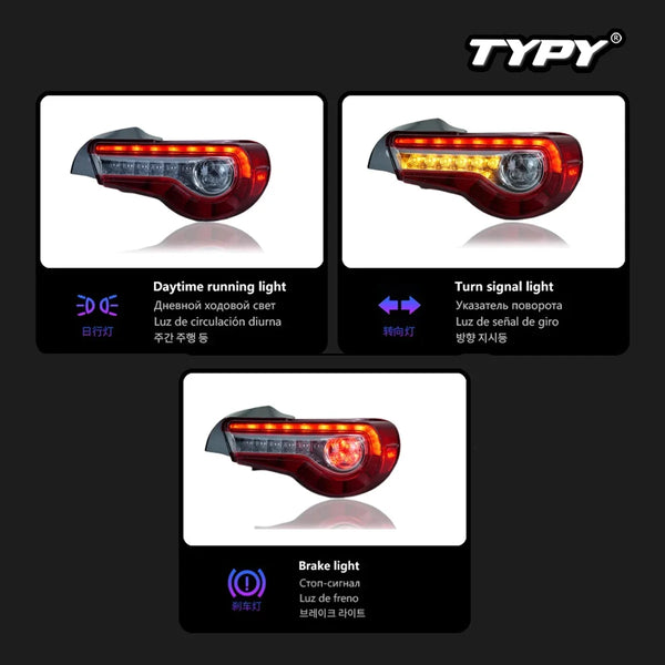 TYPY Car Light For Toyota 86 / Subaru BRZ 2013-2020 Scion FR-S 2013-2016 DRL Sequential Turn Signal Taillight Auto Accessories