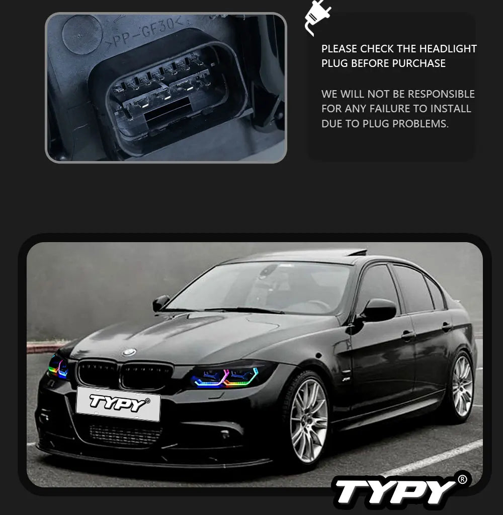 TYPY Car Lights For BMW 3 Series 2005-2012 E90 RGB Headlight LED Projetor head Lamp Daytime Running Light Automotive Accessories