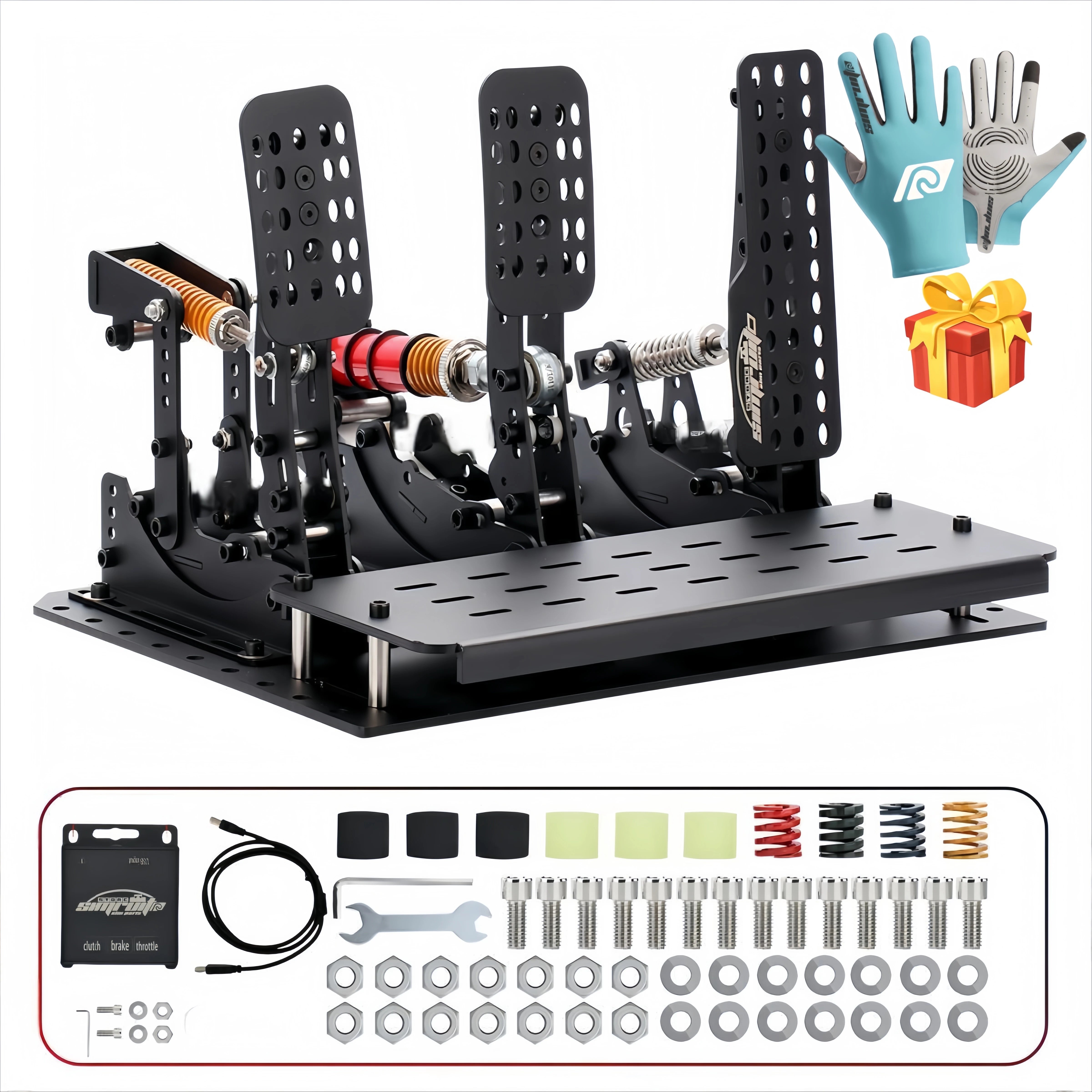 SimRuito Racing pedals Simulator Cockpit Metal material For PC 200KGLoad cell Driving Simulator ﻿