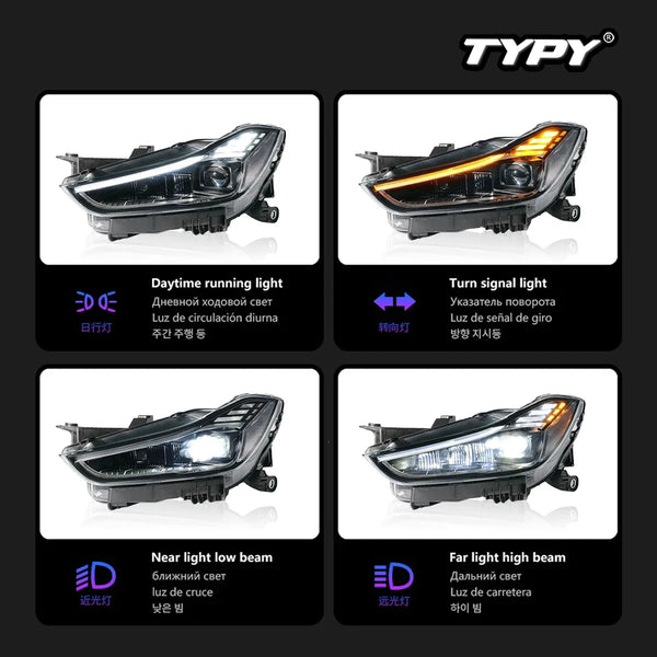 TYPY Car Headlights For Maserati Ghibli 2014-2022 LED Car Lamps Daytime Running Lights Dynamic Turn Signals
