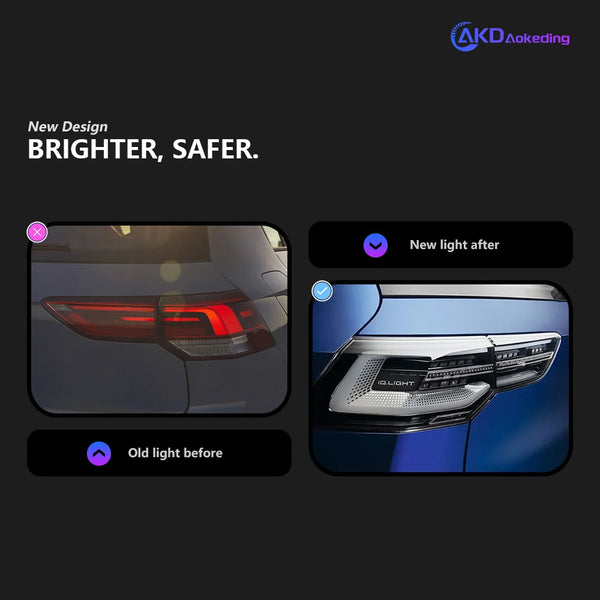 AKD Car Styling Tail Lamp for Golf 8 Tail Lights 2020-2021 Golf 8 LED Tail Light Golf MK8 Rear Stop DRL Brake Auto Accessories