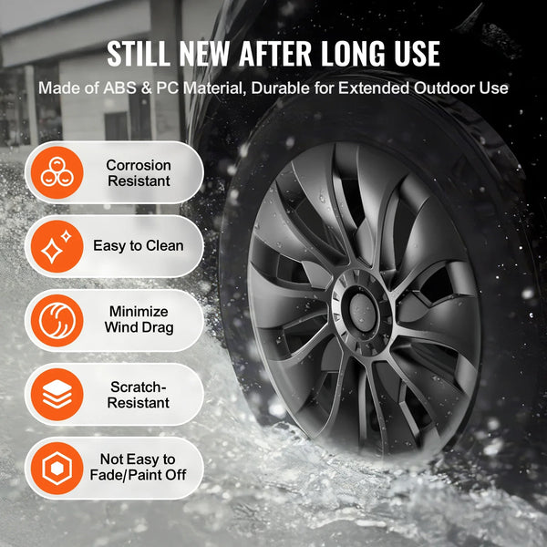 VEVOR 18" Wheel Rim Cover Hubcaps with Snap, Guard Tape & Valve Nozzle Hole – ABS & PC Hubcap