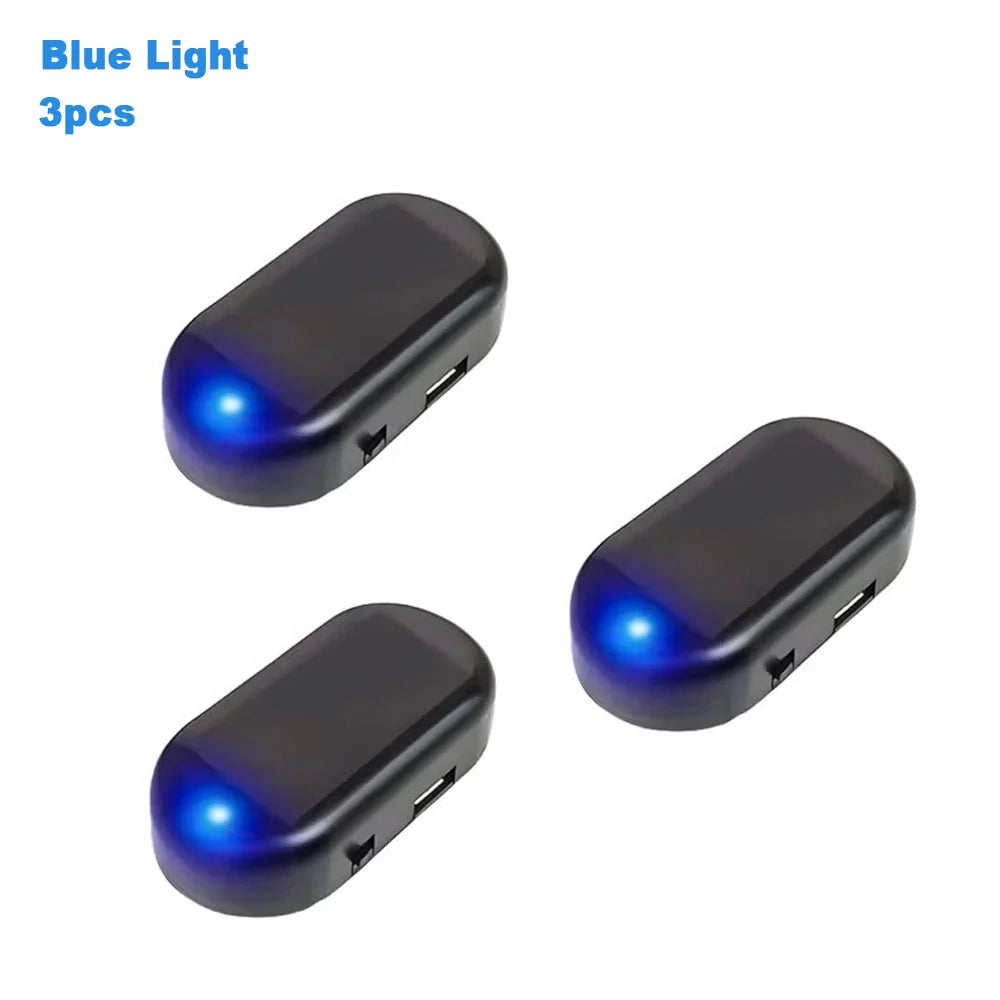 Solar Powered Car Fake Security Light Simulated Dummy Alarm Wireless Warning Anti-Theft Caution Lamp LED Flashing Imitation