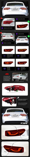 TYPY Car For Audi A5 RGB Taillights 2008-2016 Upgrade Modified to New DRL Dynamic Turn Signal LED Taillight Auto Accessories