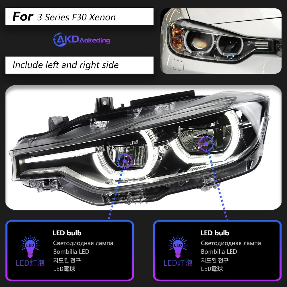 AKD Head Lamp for BMW F30 F31 F35 LED Headlight 2013-2019 Headlights 3 Serie DRL Turn Signal High Beam Angel Eye Projector Lens