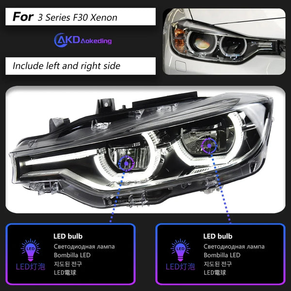 AKD Head Lamp for BMW F30 F31 F35 LED Headlight 2013-2019 Headlights 3 Serie DRL Turn Signal High Beam Angel Eye Projector Lens