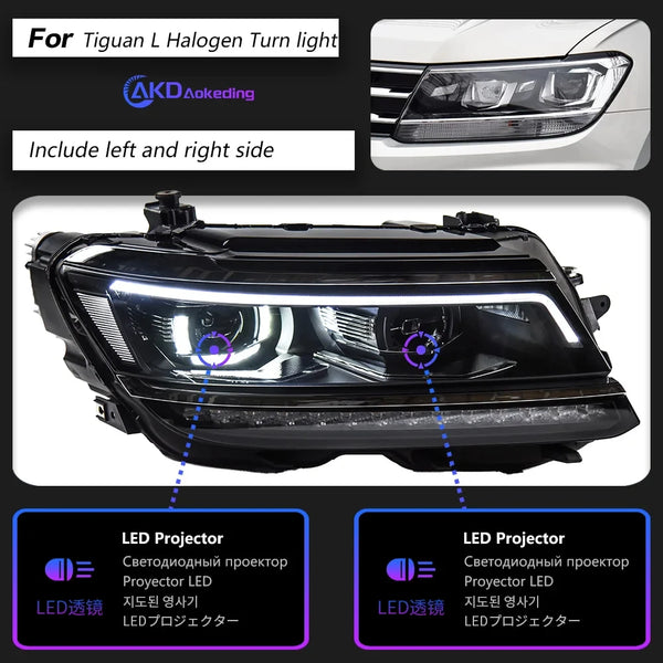 AKD Car Styling for VW Tiguan Headlights 2017-2021 Tiguan LED Headlight DRL Hid Head Lamp Angel Eye Bi Xenon Beam Accessories