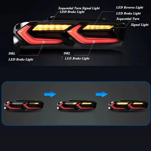 Taillight For Chevrolet Camaro 6th Gen Facelift LED Rear Tail Lamps 2019-2023 1SS 2SS 2LT 1LT 2LS ZL1 Sequential Turn Signal