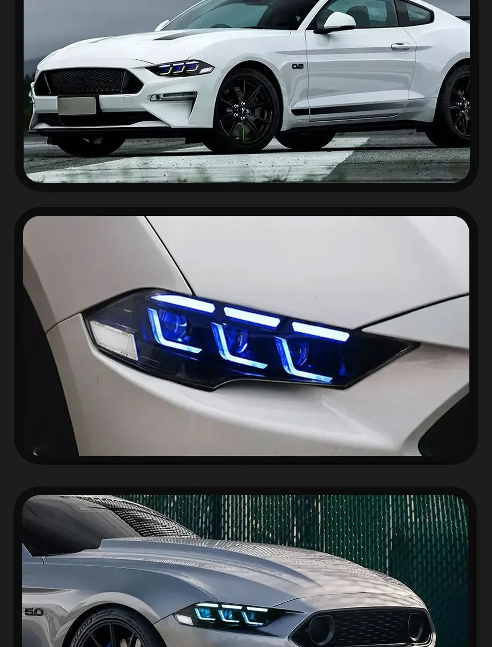 TYPY Car Lights For Ford Mustang RGB 2018-2022 Headlight LED Projetor head Lamp Daytime Running Light Automotive Accessories