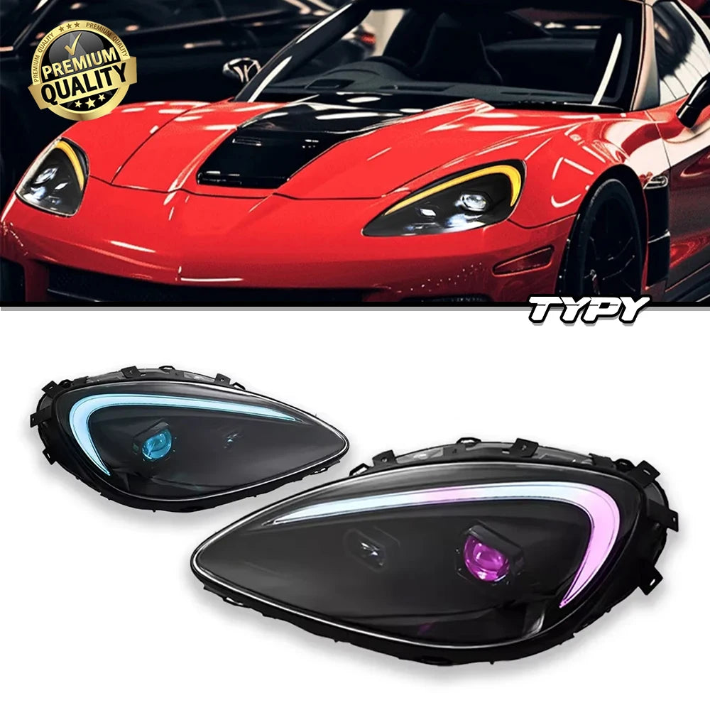 TYPY Car Lights For Corvette C6 RGB 2005-2013 Headlight LED Projetor head Lamp Daytime Running Light Automotive Accessories