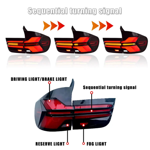 For BMW X5 E70 Taillight Assemblies 2007-2013 LED Sequential Flowing Turning Signal Rear Tail Light Auto Lamp Accessory