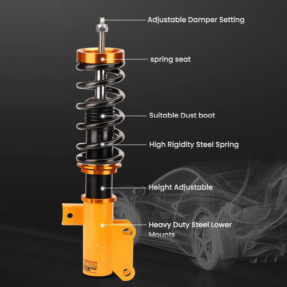 Coilover for Chevrolet Camaro 2010-2015, 24 Level Adjustable Damper Coilovers Suspension Kit Strut, Coil Spring Shock Absorber