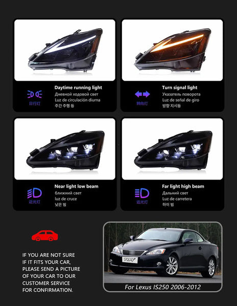 TYPY LED Headlights for Lexus IS350 2006-2012 IS250 IS350C ISF 220d RGB Car Front Lamps Start UP