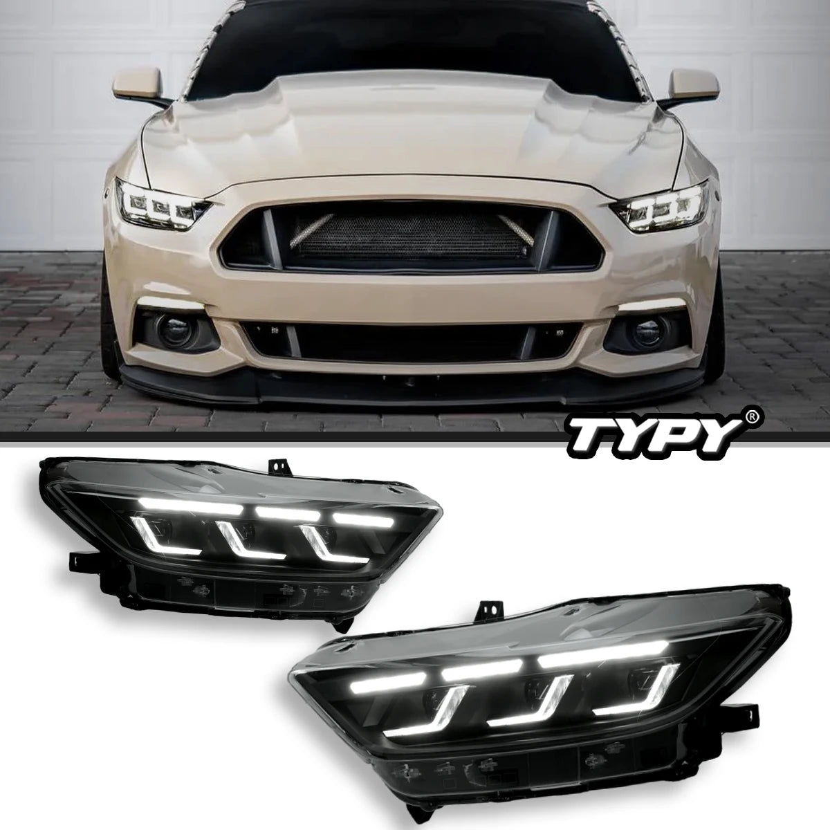 TYPY Car Headlights For Ford Mustang 2015-2022 LED Car Lamps Daytime Running Lights Dynamic Turn Signals Car Accessories