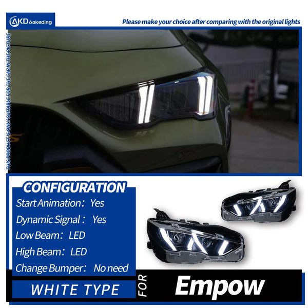 AKD Head Lamp for Trumpchi Empow LED Headlight 2020-2024 Headlights Empow DRL Turn Signal High Beam Angel Eye Projector Lens