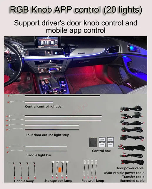 Ouchuangbo Ambient Light For A6 C7 S7 S6 A7 RS6 RS7 2013-2018 environmental Backlight Atmosphere Lamp Kit Symphony 256 Colors