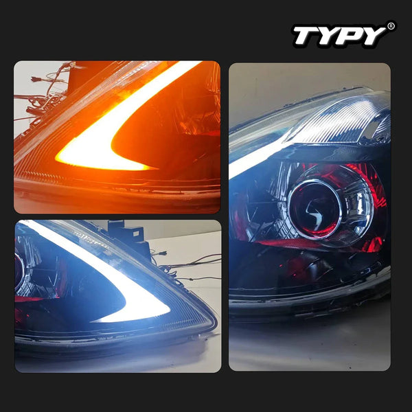 TYPY New LED Head Lamp Upgrade Modified For Nissan Tiida Headlight 2008-2010 Headlight Dynamic Signal Head Lamp Auto Accessories
