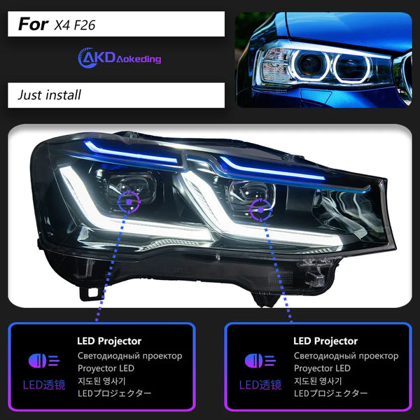 AKD Car Lights for BMW X3 F25 LED Headlight Projector Lens 2014-2017 X4 F26 Head Lamp Front DRL Signal Automotive Accessories