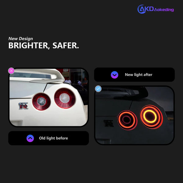 AKD Car Styling for  Nissan GT-R R35 LED Tail Light 2007-2023 GTR R35 Valenti Rear Fog Brake Turn Signal auto Accessories