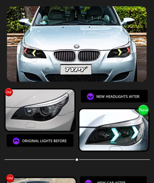 TYPY Car For BMW 3 Series E60 RGB Headlight 2004-2010 Upgrade Modified to New Dynamic Turn Signal LED Headlight Auto Accessories