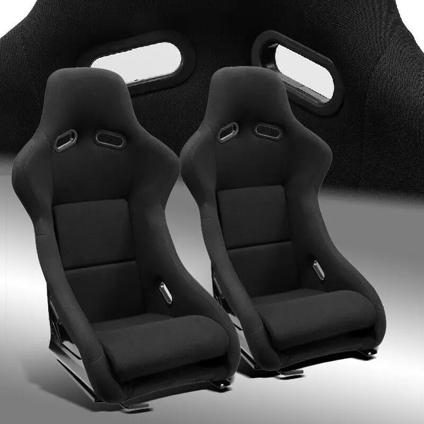 JIABEIR1022BB Fixed Universal Automobile Use Fiberglass Black Bucket Racing Car Seat