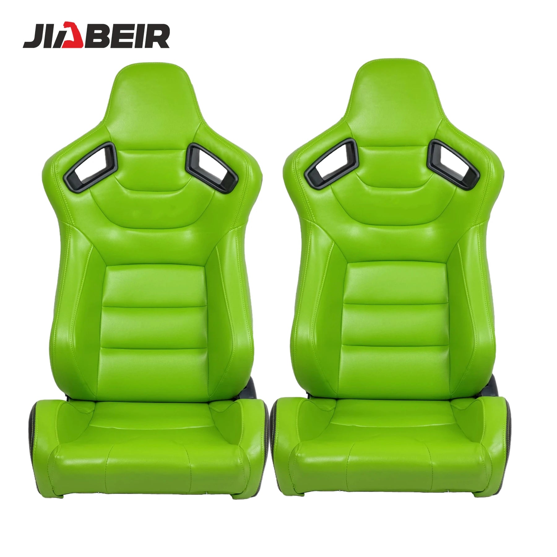 2PCS Universal Custom LOGO Green PU Leather Sport Bucket Racing Car Seats