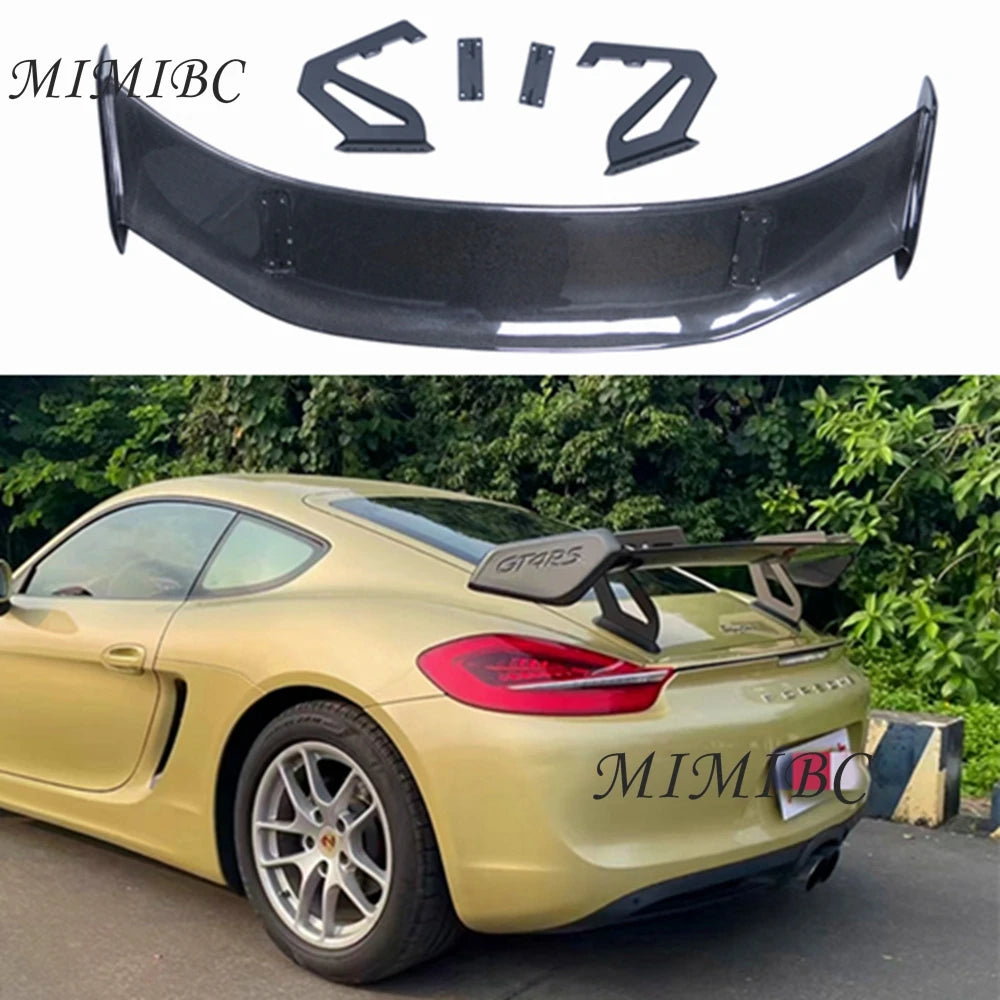 FOR Porsche Cayman 718 981 Boxster GT4 RS Style Car External Decoration Rear Trunk Wing Carbon Fiber Rear Spoiler Tail Wings