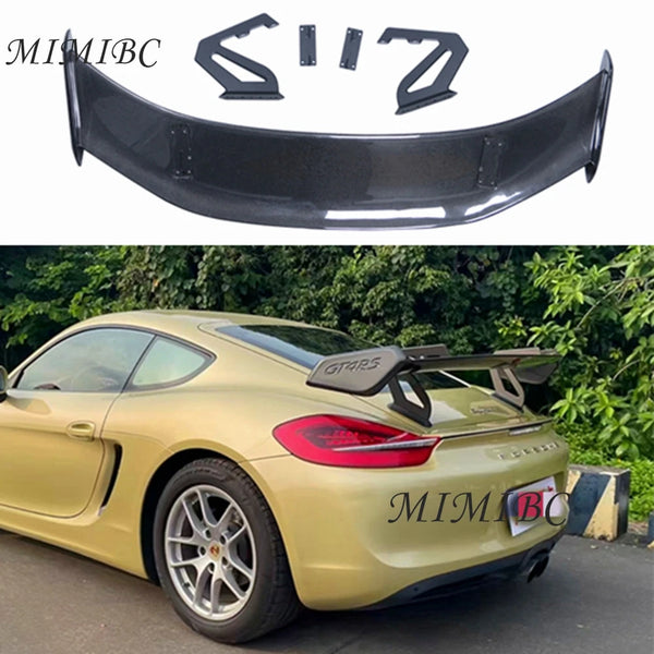 FOR Porsche Cayman 718 981 Boxster GT4 RS Style Car External Decoration Rear Trunk Wing Carbon Fiber Rear Spoiler Tail Wings